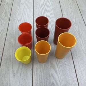 Lot of 8 Vintage‎ Tupperware Cups Various Colors 109, 107, 115